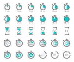 Icône de minuterie et d&#39;horloge de sable à utiliser comme instruction de cuisson, indiquez un trait modifiable vecteur