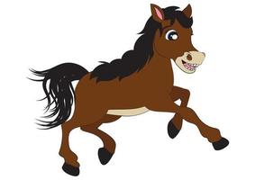 cheval brun. cheval courant. illustration de dessin animé de cheval vecteur