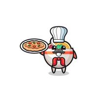 personnage de bol de nouilles en tant que mascotte de chef italien vecteur