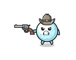 le cowboy boule de neige tirant avec une arme à feu vecteur