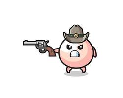 le cowboy de meatbun tirant avec une arme à feu vecteur