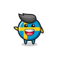 joyeux drapeau suédois personnage mascotte mignon vecteur