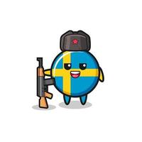dessin animé mignon du drapeau suédois en tant qu'armée russe vecteur