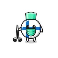 personnage de mascotte du drapeau de la finlande chirurgien vecteur