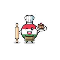 drapeau hongrois comme mascotte de chef pâtissier tenir un rouleau à pâtisserie vecteur