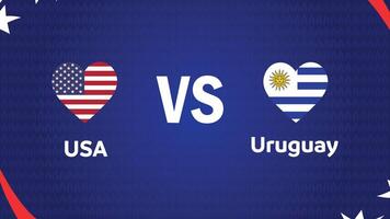 Etats-Unis et Uruguay rencontre drapeau cœur américain Football Etats-Unis 2024 abstrait conception logo symbole américain Football final illustration vecteur