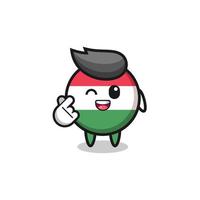 caractère du drapeau hongrois faisant coeur doigt coréen vecteur