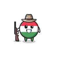 mascotte de chasseur de drapeau hongrois tenant une arme à feu vecteur