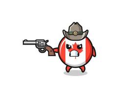 le cowboy du drapeau canadien tirant avec une arme à feu vecteur