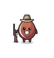 mascotte de chasseur de gouttes de chocolat tenant un pistolet vecteur