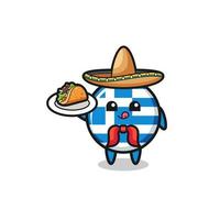 mascotte de chef mexicain de grèce tenant un taco vecteur