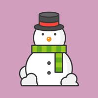 bonhomme de neige, icône de contour rempli pour le thème de Noël vecteur