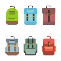 Les icônes de sac incluent sac à dos, sac à dos, sac d&#39;école, design plat vecteur