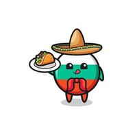 drapeau de la bulgarie, chef mexicain, mascotte, tenue, a, taco vecteur