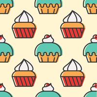 Modèle sans couture coloré mignon Cupcake pour cadeau de papier d&#39;emballage vecteur