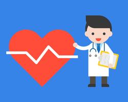 Médecin et icône du grand coeur, concept de soins de santé vecteur