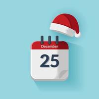icône de calendrier de jour de Noël. 25 décembre. icône 3d plate de jour de Noël. format date de noël.eps10 vecteur