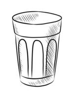 noir et blanc contour dessin de une verre tasse vecteur