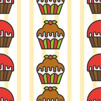 Modèle sans couture coloré mignon Cupcake pour cadeau de papier d&#39;emballage vecteur
