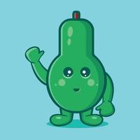 mignon, avocat, fruit, mascotte, sourire, isolé, dessin animé, dans, plat, style vecteur