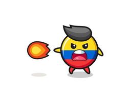 La mascotte mignonne du drapeau de la Colombie tire la puissance du feu vecteur