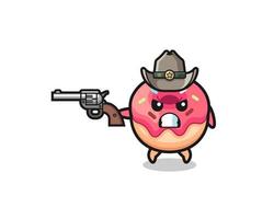 le cowboy donut tirant avec une arme à feu vecteur