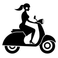 rétro scooter abstrait femme noir Couleur silhouette, blanc Contexte vecteur