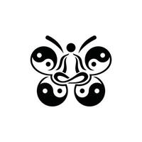 yoga et papillon dans yin Yang Facile logo conception modèle vecteur