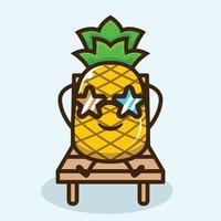 conception de mascotte mignonne d'ananas vecteur