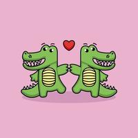 couple de crocodiles saint valentin vecteur