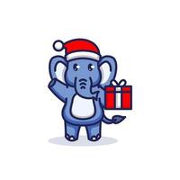 mascotte d'éléphant de noël vecteur