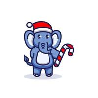 mascotte d'éléphant de noël vecteur