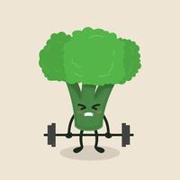 jolie mascotte de brocoli vecteur