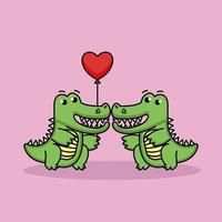 couple de crocodiles saint valentin vecteur