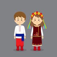 personnage de couple vêtu d'une robe nationale ukrainienne vecteur