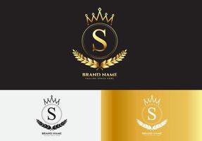 lettre s or luxe couronne logo concept vecteur