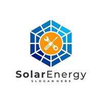 modèle vectoriel de logo solaire mécanicien, concepts créatifs de conception de logo d'énergie de panneau solaire