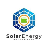 modèle de vecteur de logo solaire de portefeuilles, concepts créatifs de conception de logo d'énergie de panneau solaire