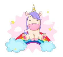 licorne mignonne. personnage de dessin animé de licorne magique vecteur