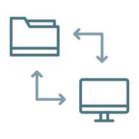 icône de deux couleurs de ligne de transfert de fichiers en ligne vecteur