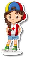 une fille portant un t-shirt du drapeau du canada vecteur