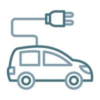 icône de deux couleurs de ligne de voiture écologique vecteur