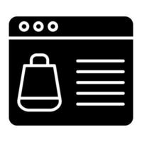 icône de glyphe de page Web de commerce électronique vecteur