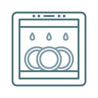 icône de deux couleurs de ligne de lave-vaisselle vecteur