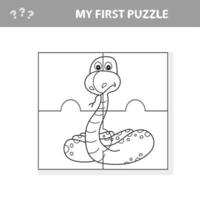 activité éducative de puzzle pour les enfants avec un personnage animal serpent vecteur