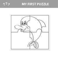 jeu de papier éducatif facile pour les enfants. application enfant simple avec un dauphin mignon vecteur