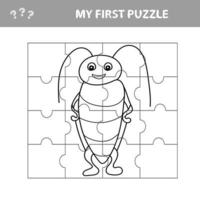 jeu de puzzle pour les enfants d'âge préscolaire avec un scarabée drôle - mon premier puzzle vecteur