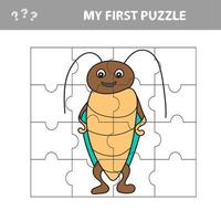 jeu de puzzle pour les enfants d'âge préscolaire avec un scarabée drôle - mon premier puzzle vecteur