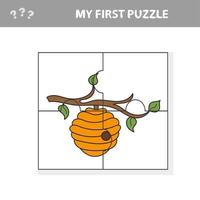 puzzle, jeu éducatif pour enfants, ruche d'abeilles vecteur