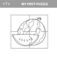 mon premier puzzle - jeu de papier éducatif facile pour les enfants avec pastèque vecteur
